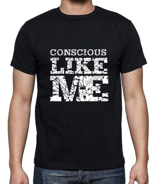 CONSCIOUS Like me, black, Men's Short Sleeve Round Neck T-shirt 00055 Deep / S | affordable organic t-shirts beautiful designs