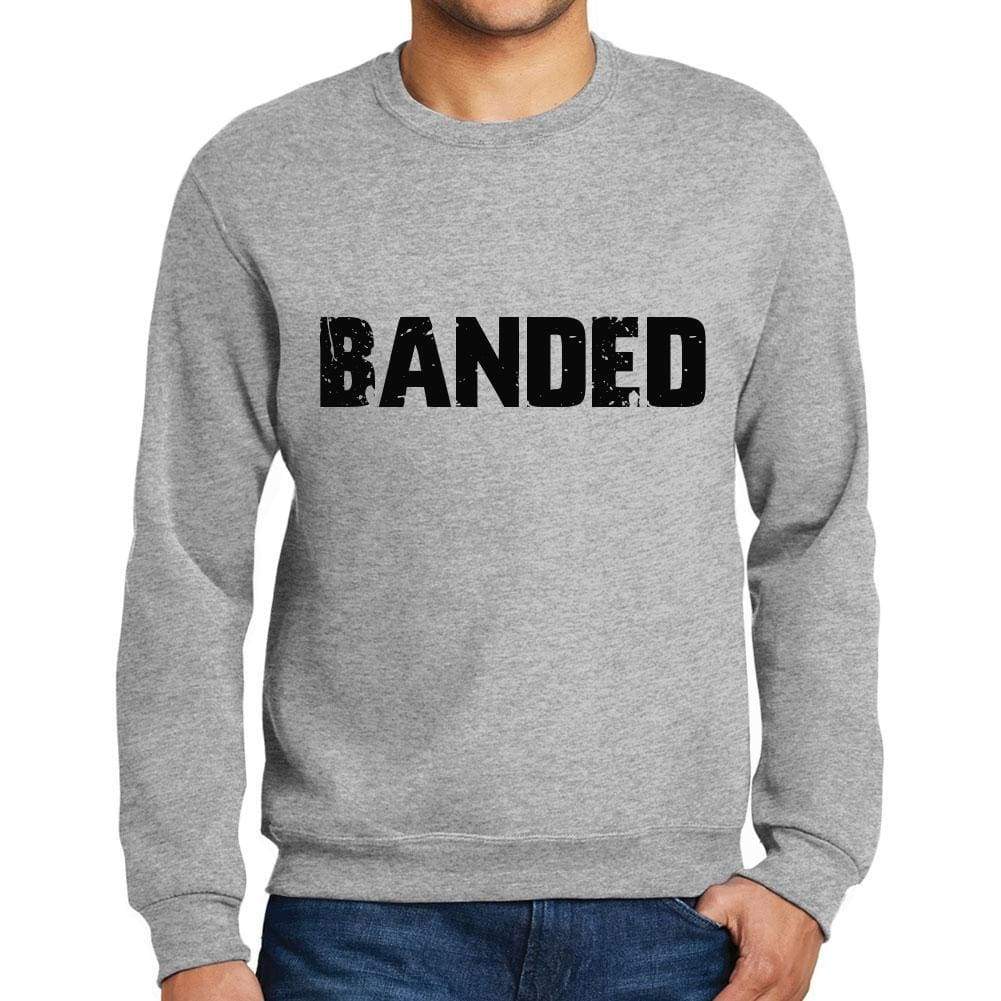 Men's Printed Graphic Sweatshirt Popular Words BANDED Grey Marl