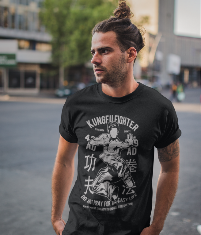 ULTRABASIC Men's T-shirt Kung Fu Fighter - Martial Arts Vintage Graphic Tee affordable organic t-shirts designs