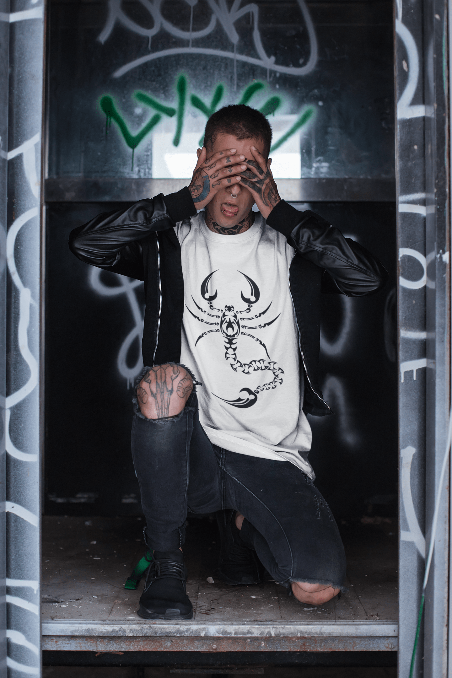 Tribal Scorpion Tattoo Men S White Tee 100 Cotton Ultrabasic