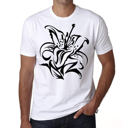 Tribal And Tiger Lily Tattoo, Men's White tee, 100% Cotton 00162 Ultrabasic  – ULTRABASIC