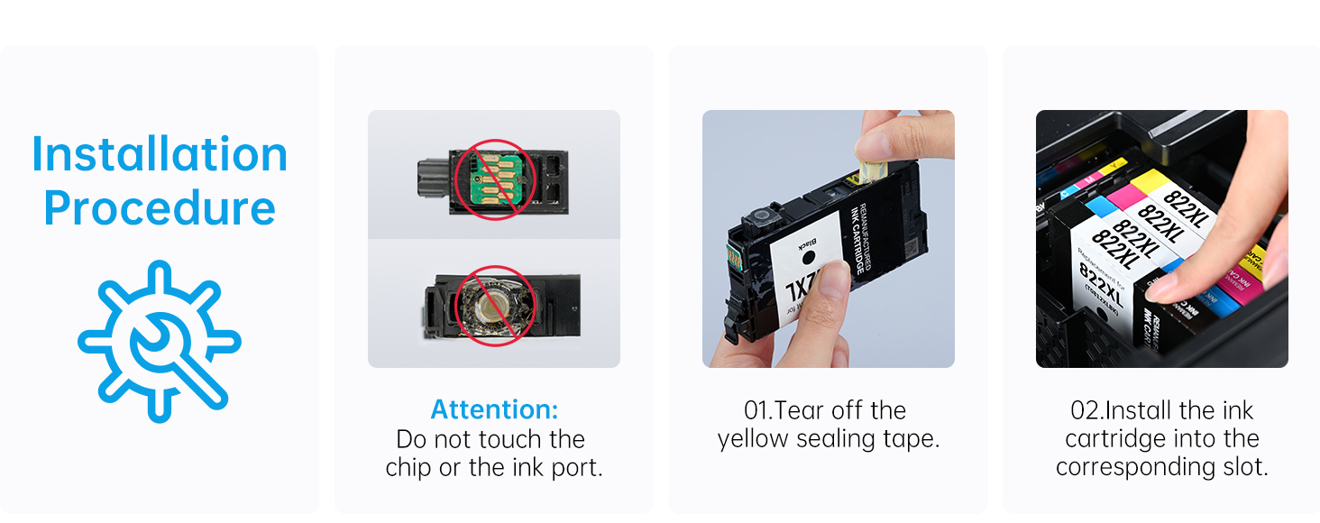 How to install Epson 822XL Ink Cartridges Combo Pack?