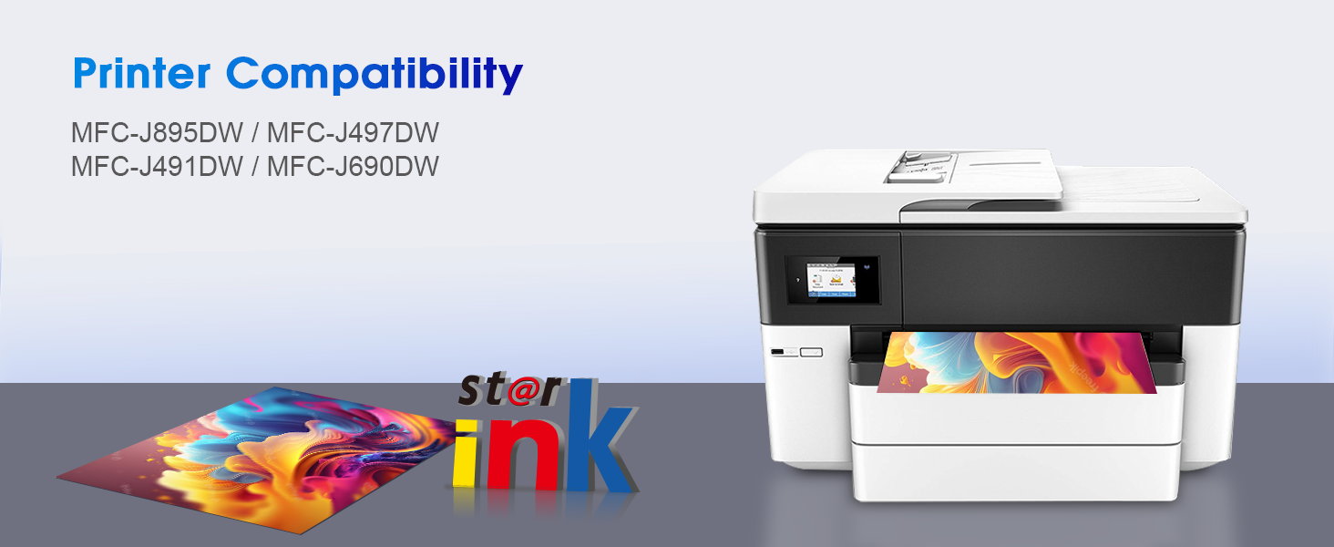 These cartridges are fully compatible with a range of Brother printers that use LC3013 or LC3011 cartridges. High Compatibility: for Brother MFC-J895DW / MFC-J497DW / MFC-J491DW / MFC-J690DW J487DW printer.