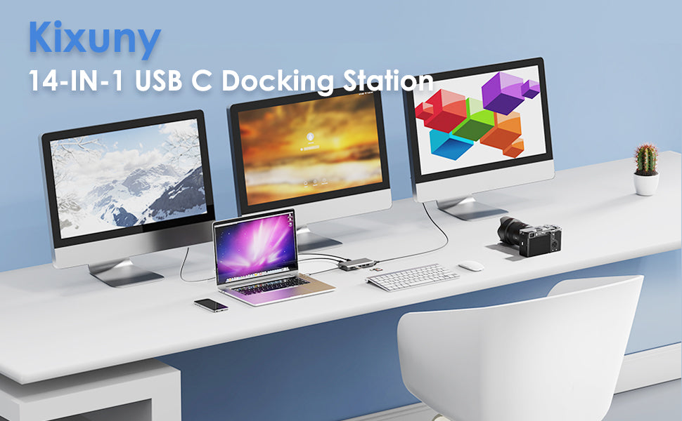  USB C Docking Station Dual Monitor,12 in 1 Triple