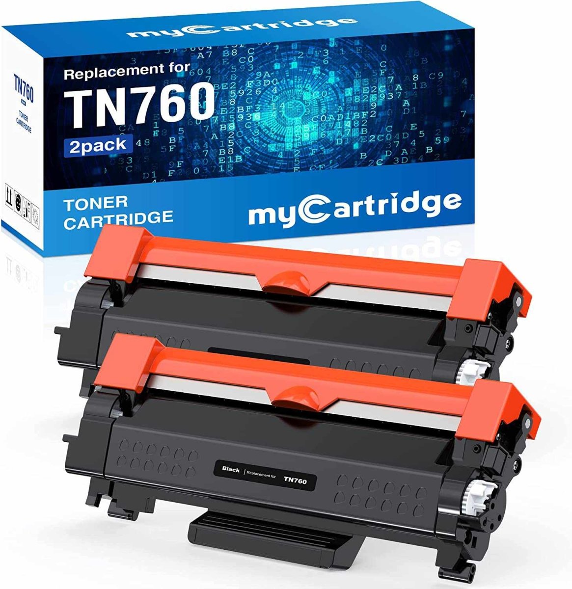 Cartouche de toner noire compatible pour Brother TN760 - Pack de 2