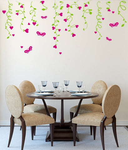 Sofa Background Lovely Hearts Hanging from Vines Living Room Design - Wall  Stickers/Wall Decals – DecalsDesignIndia