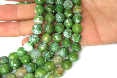 15" 8mm/10mm green fire Agate Round faceted beads