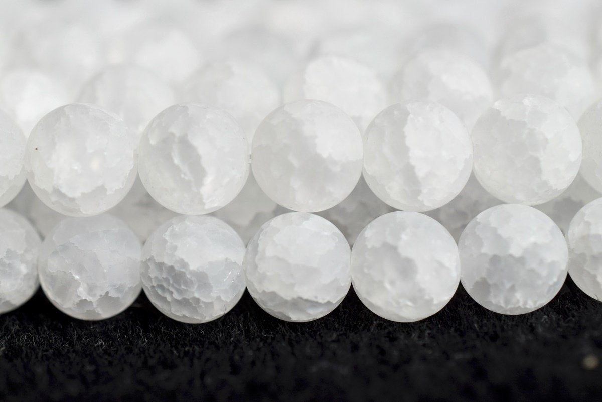 Wholesale Natural Pink Snow Cracked Crystals Stone Beads Round