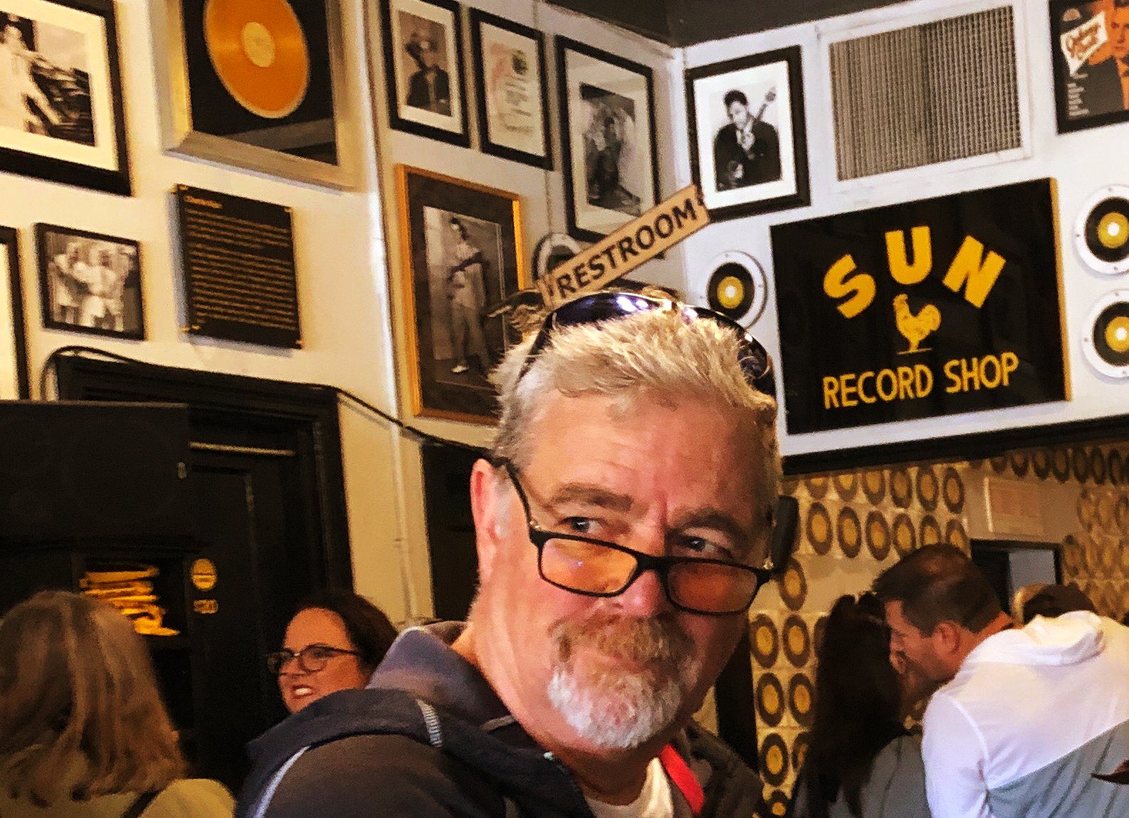 Mike at the Sun records record shop