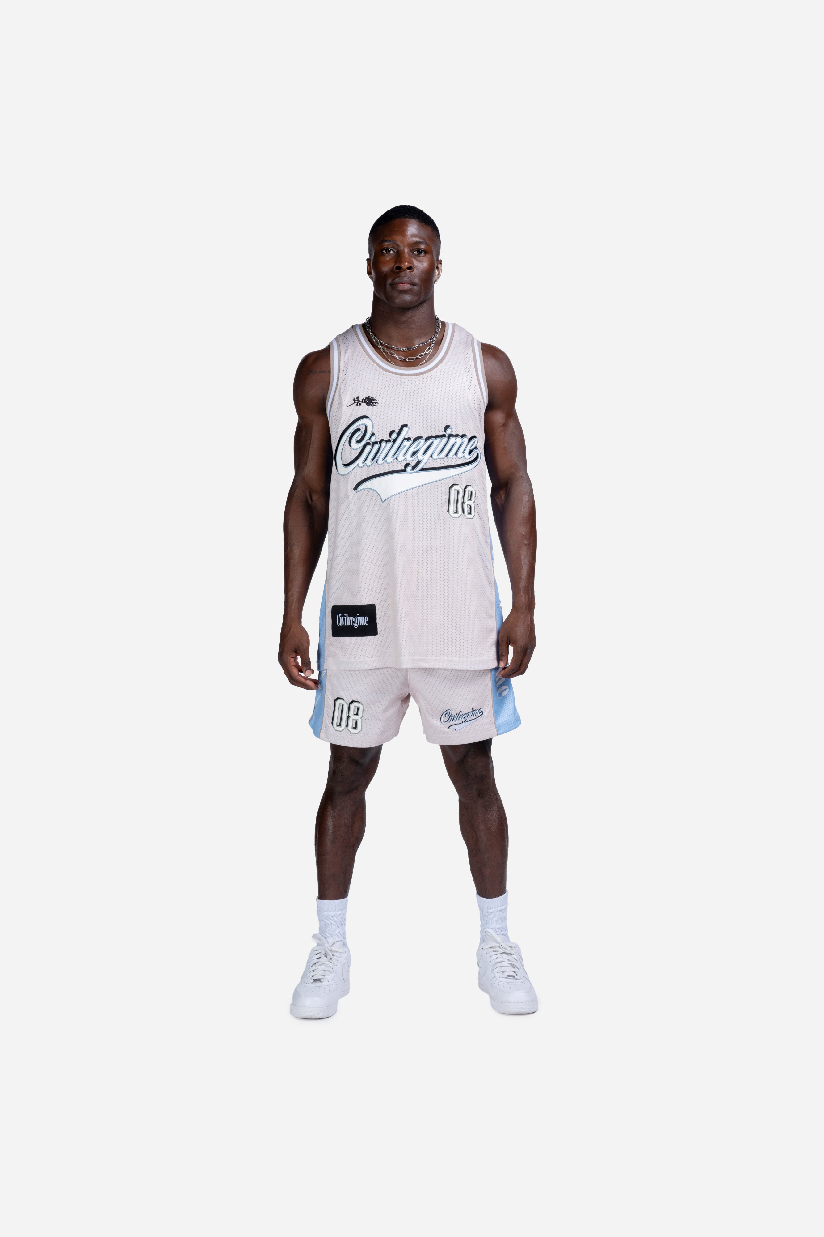 Major Basketball Jersey in Almond Milk/Pale Blue