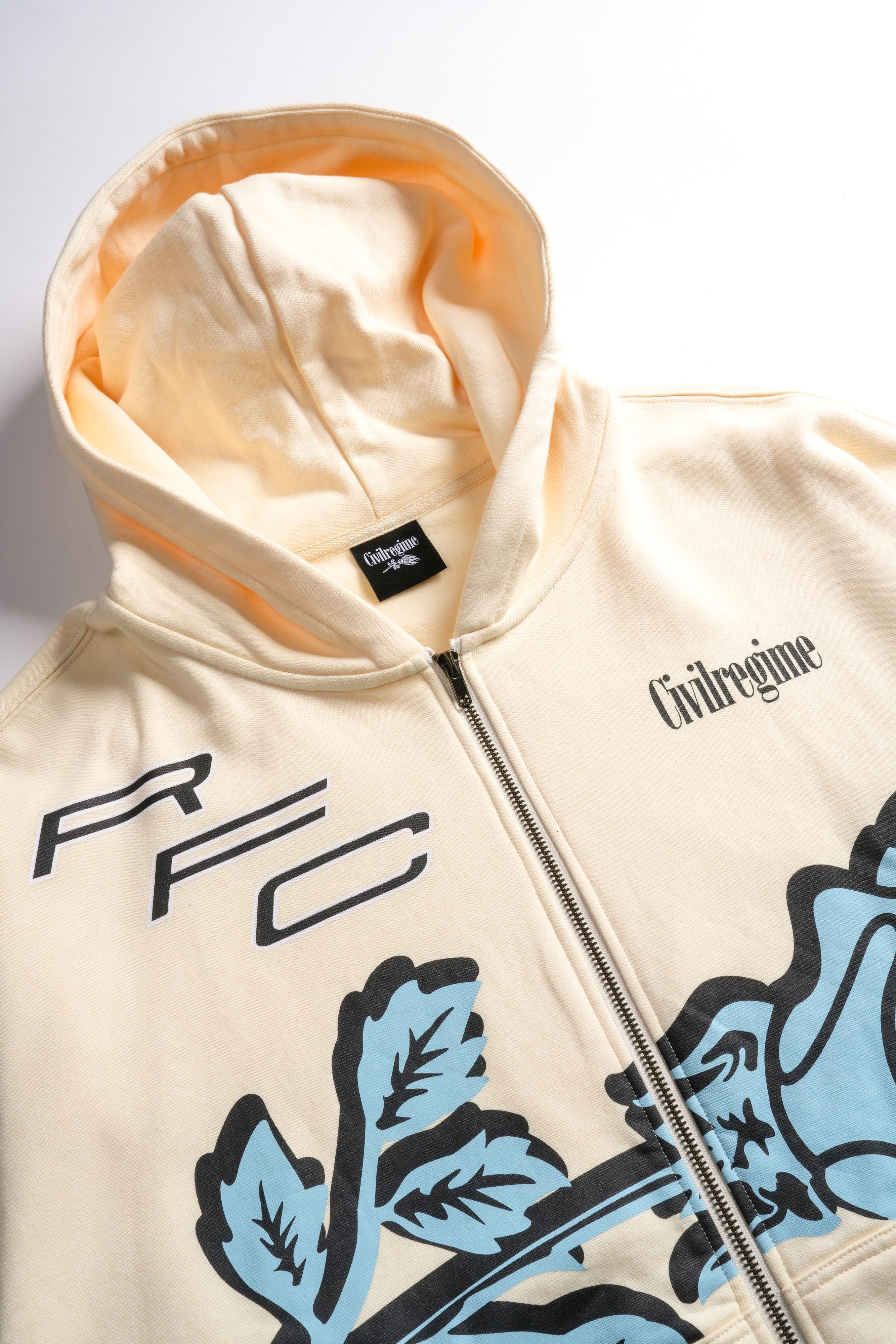 RFC Rose Zip Up Hoodie in Butter