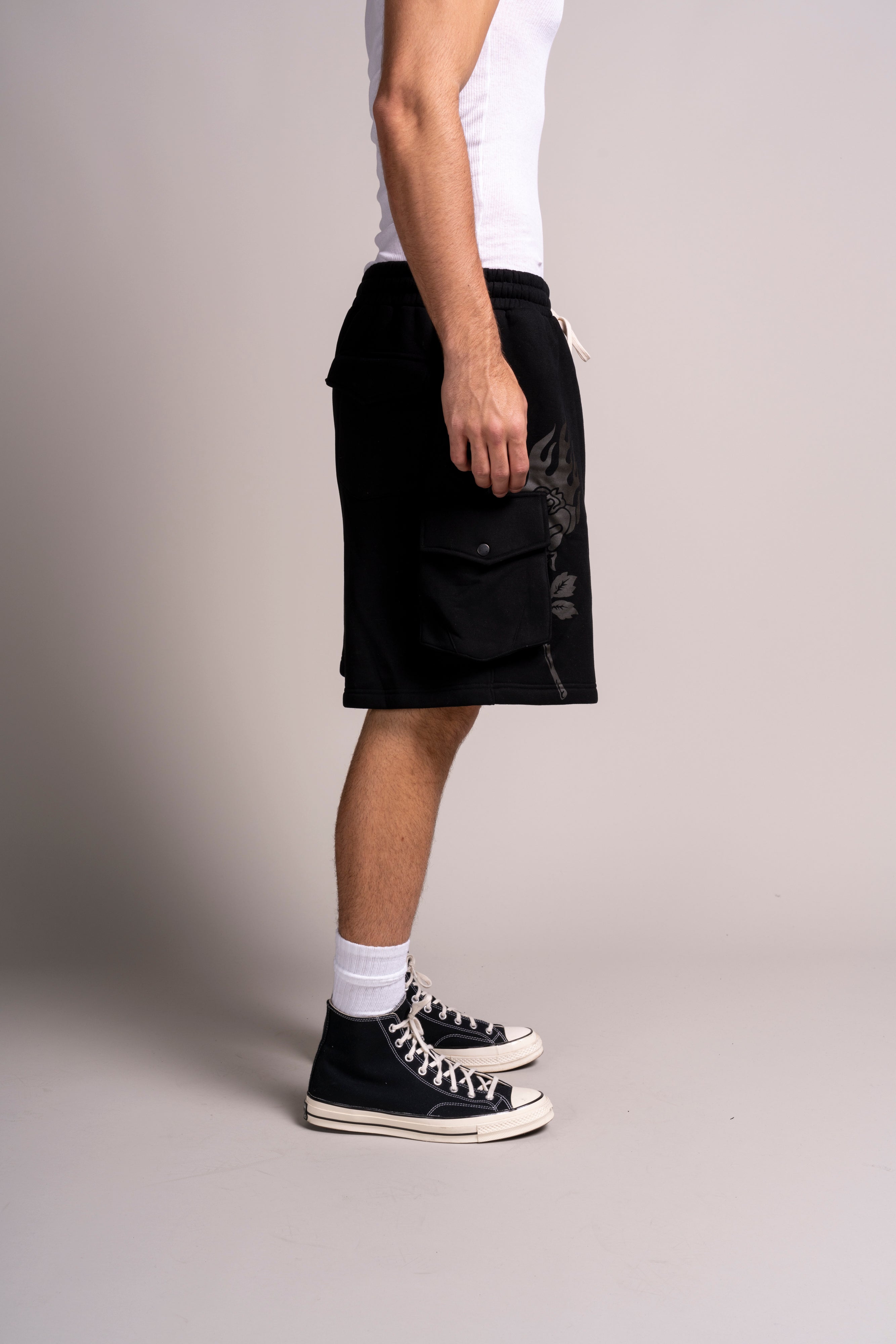 Rose Dominique Cargo Shorts in Black