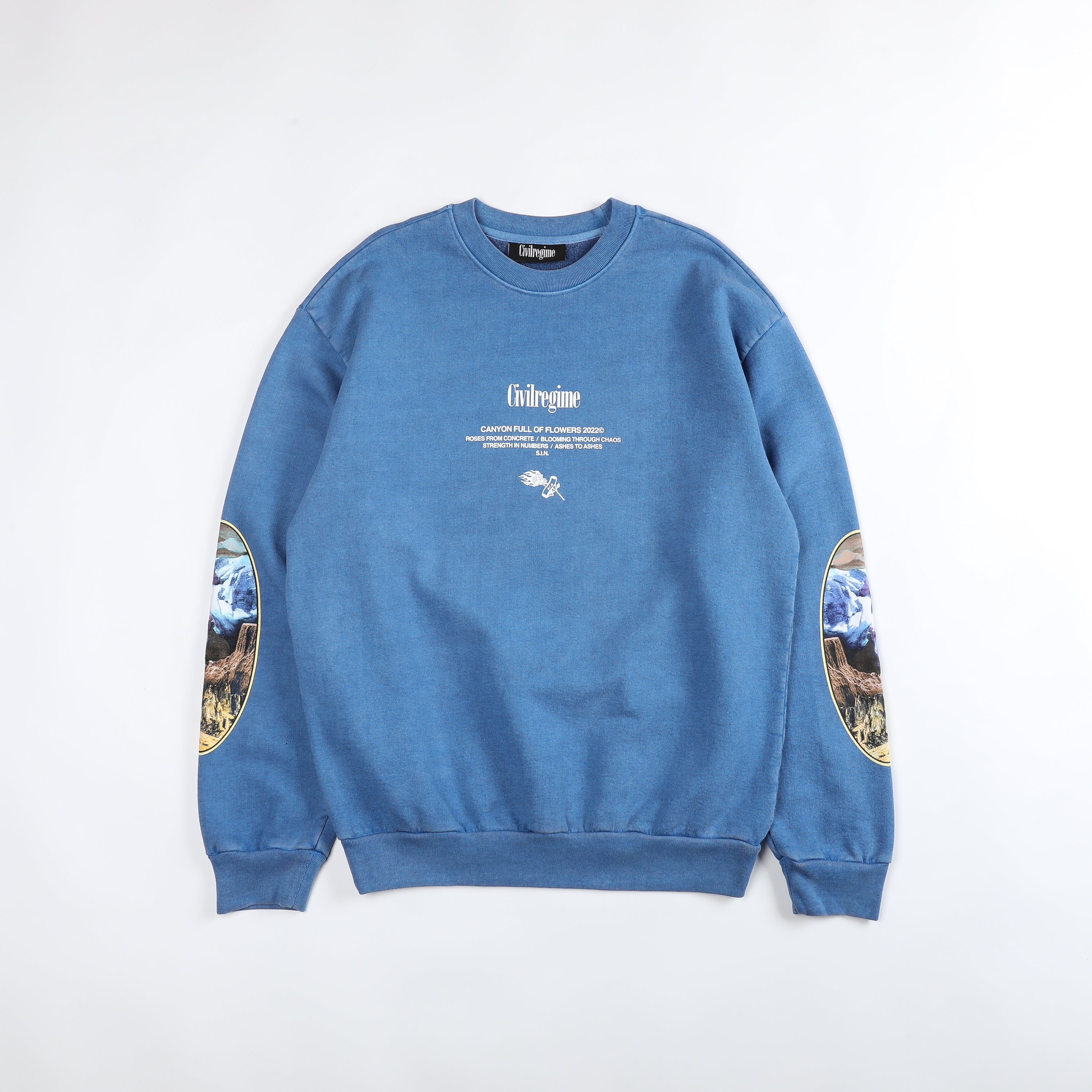 Image of Mystic Canyon All Day Crewneck in Vintage Indigo Blue i i i e, T e m I T e T s 