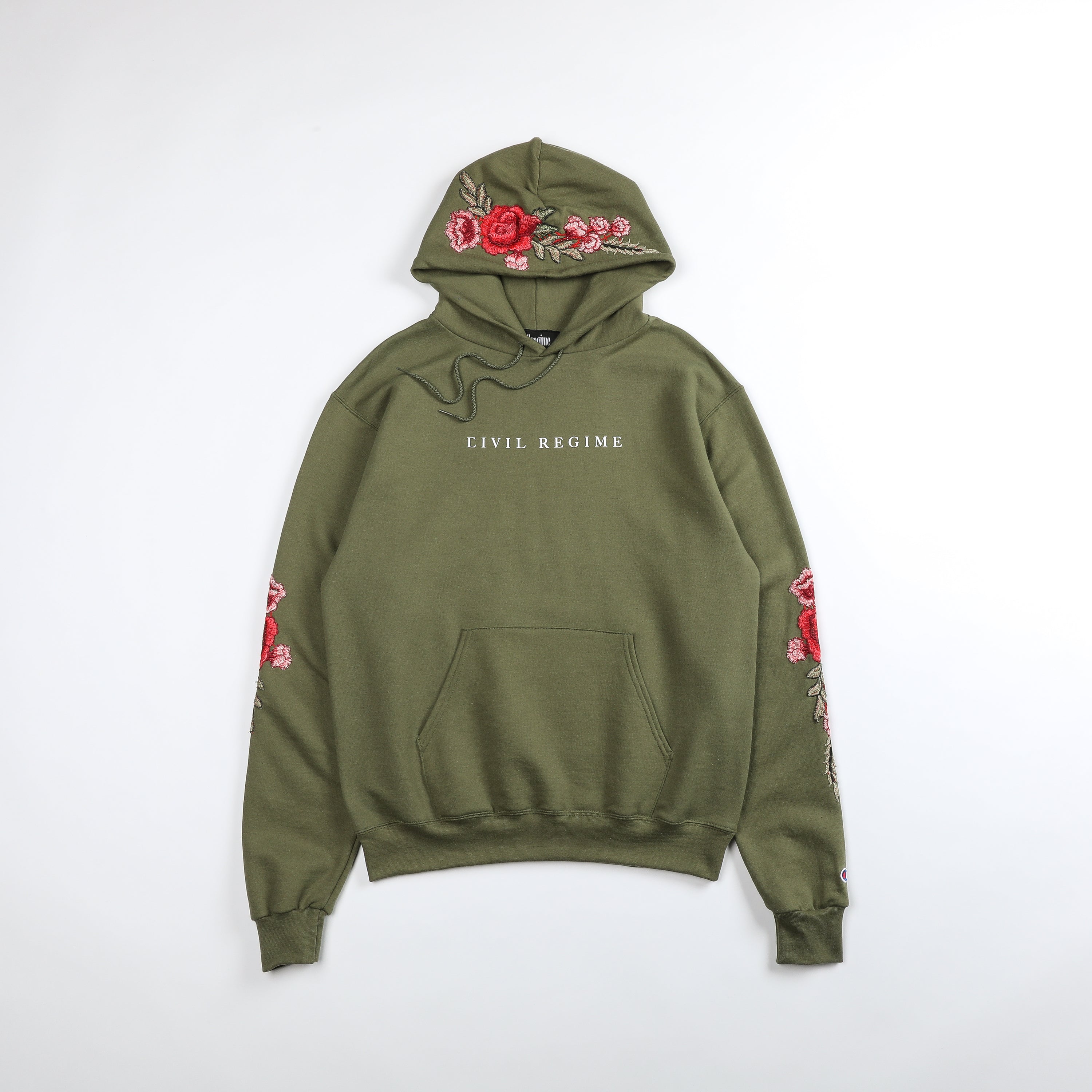 Image of Champion Red Roses Hoodie in Olive e CIVIL REGIME 