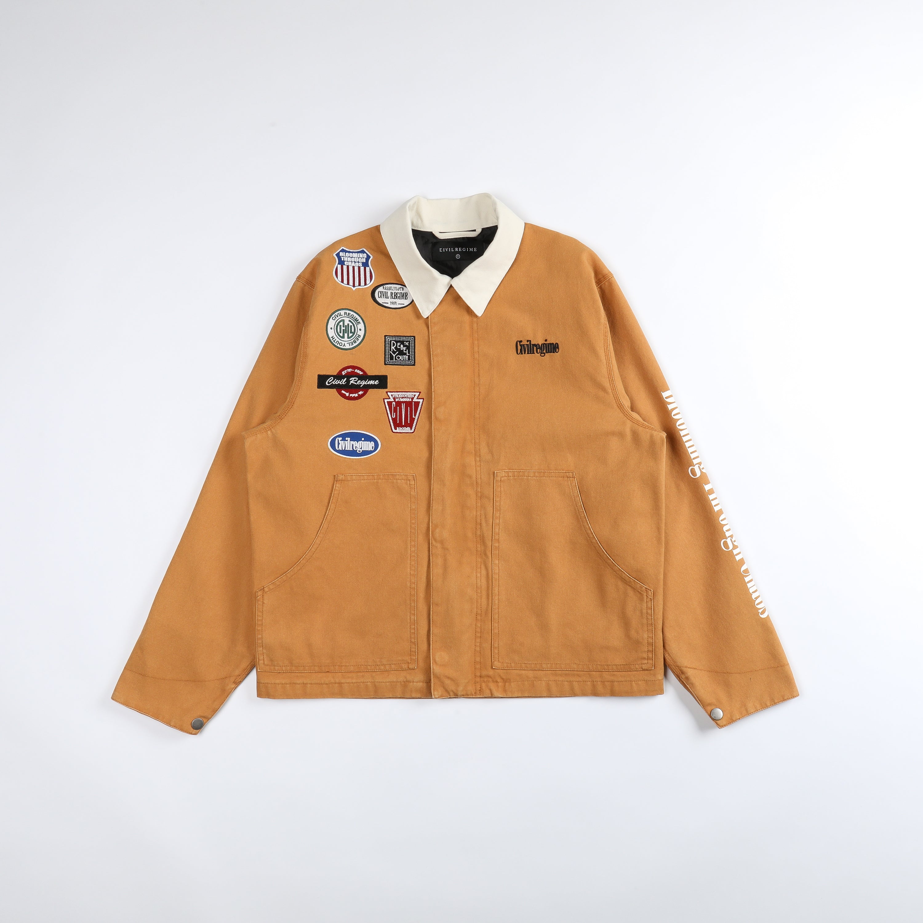 Image of Snake Patch Work Jacket in Camel/Sand  Ll 