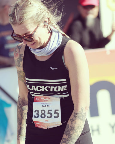 girl crying at the end of a race