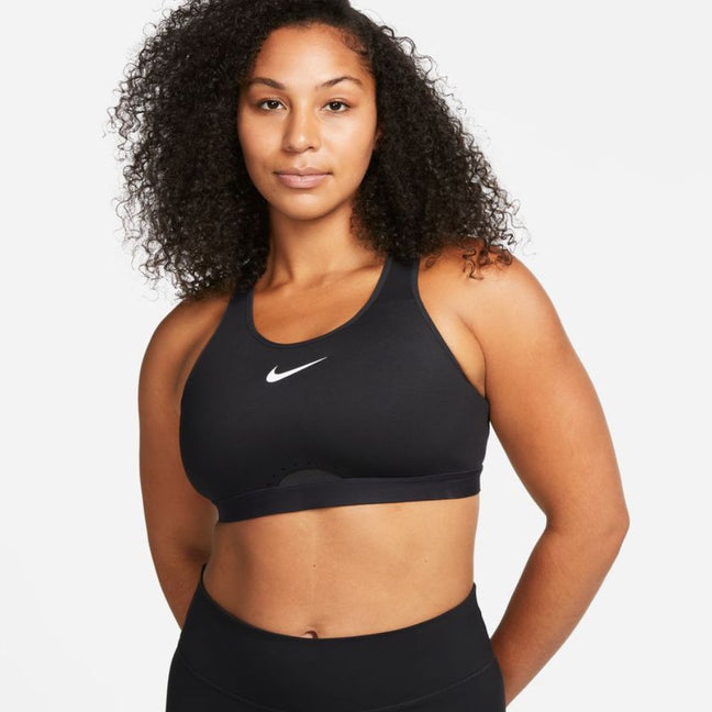 Nike WHITE/BLACK Dri-Fit High-Support Padded Front-Zip Sports Bra, US Large  