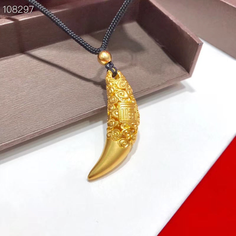 Solid Gold Wolf Teeth 狼牙吊坠pendant Necklace Xingjewelry