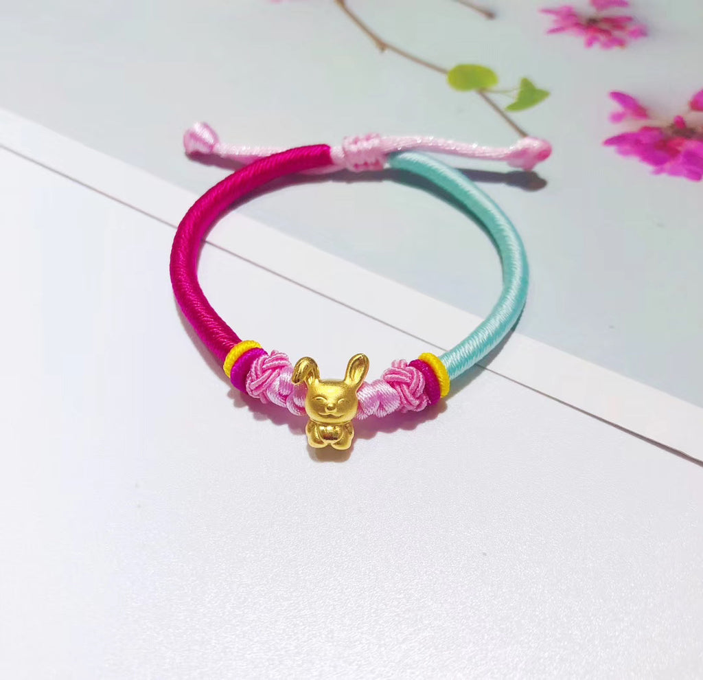 18k 金串珠手链gold Bunny Charm Bracelet 12 Chines News Year Symbol 生肖 Xingjewelry