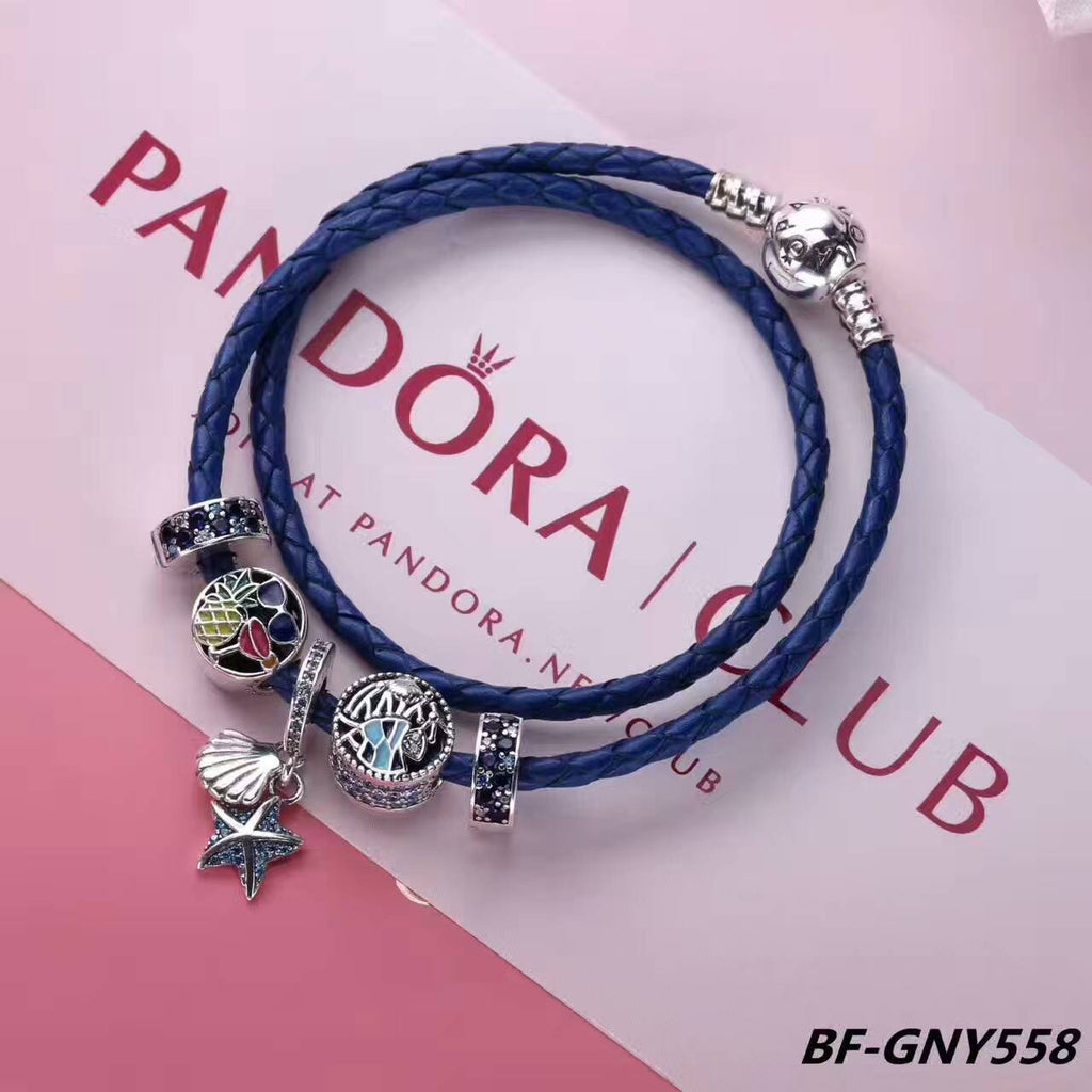 pandora blue leather charm bracelet 5 