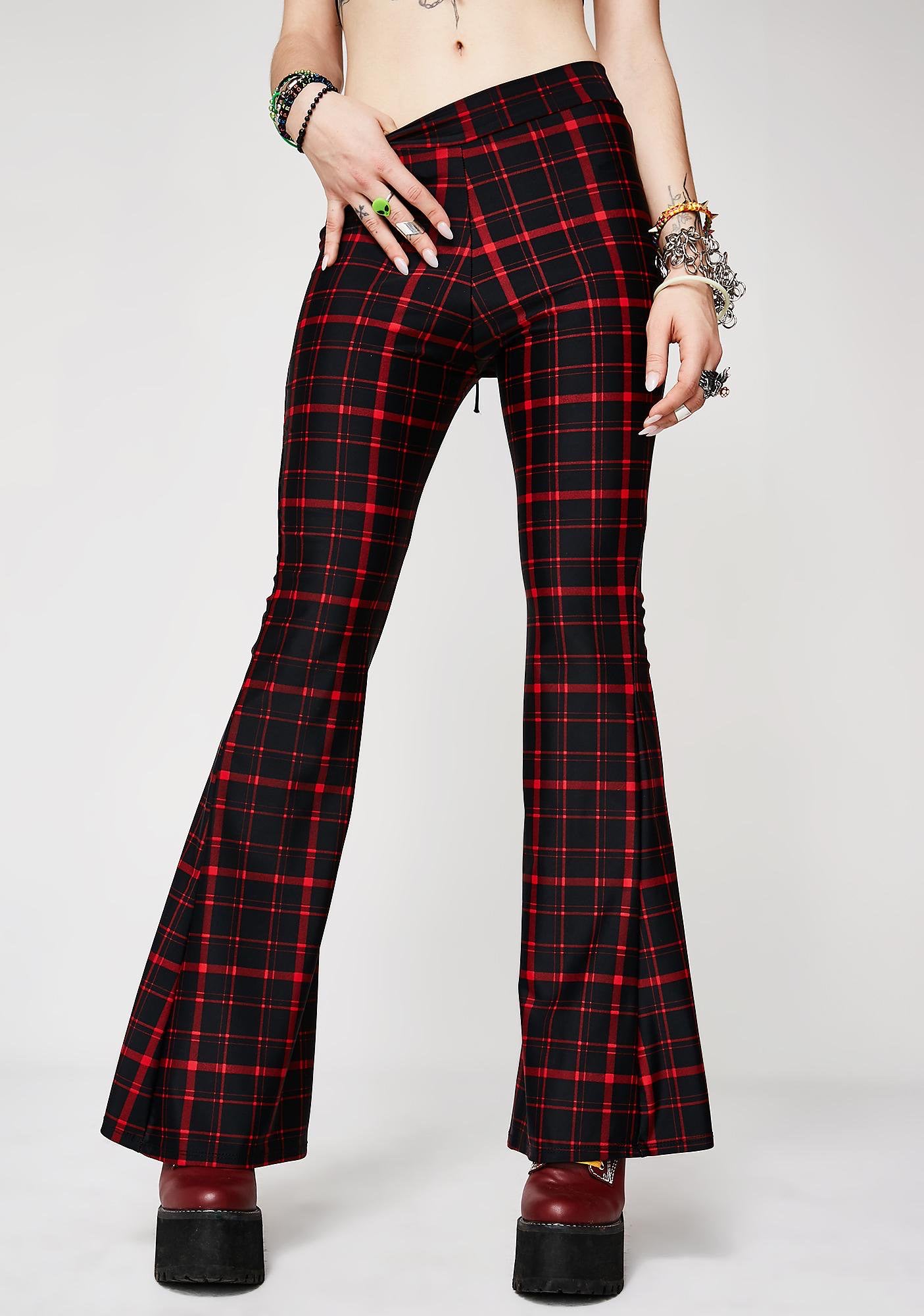 plaid flared pants