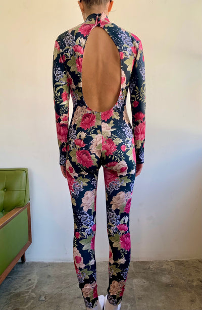 Mona Lisa Vito Floral Catsuit with Open Back - The Sugarpuss Collection