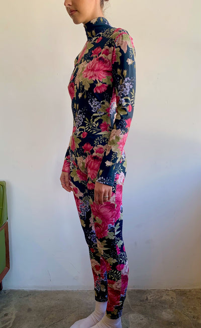 Mona Lisa Vito Floral Catsuit with Open Back - The Sugarpuss Collection