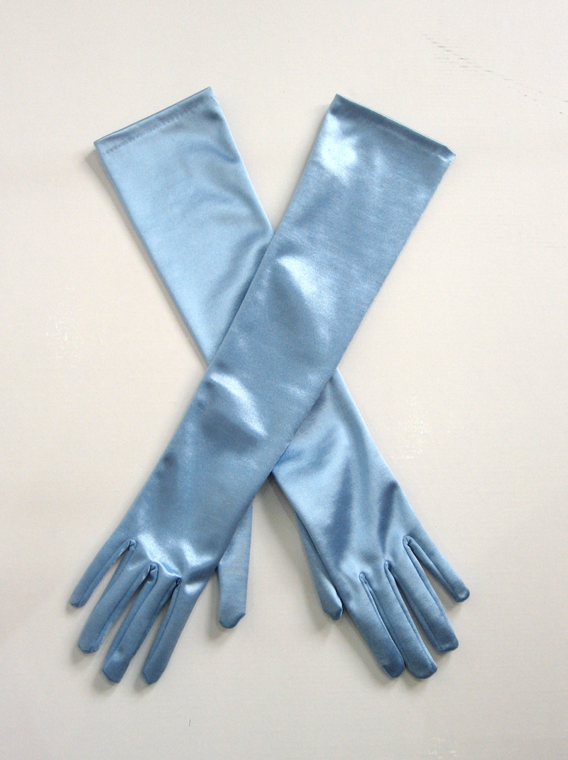 Satin Opera Length Gloves In Light Blue The Sugarpuss Collection 6276