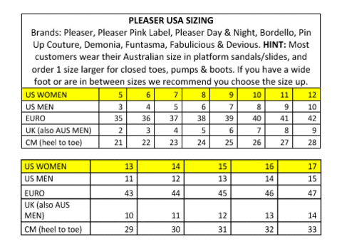 aus foot size to us