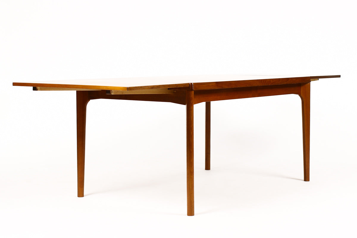 #1525 — Danish Modern / Mid Century Teak Expandable Dining Table — Rectangular — Draw Leaf — Vejle Stole Møbelfabrik