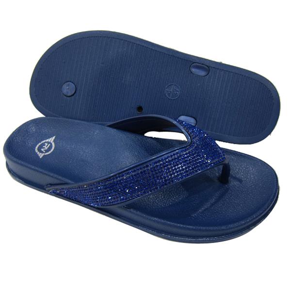 navy blue rhinestone flip flops