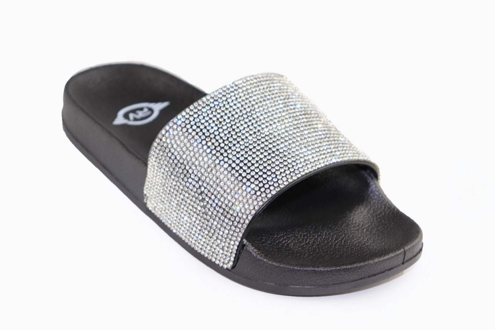 white rhinestone slides