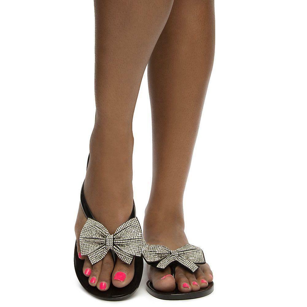 rhinestone bow flip flops