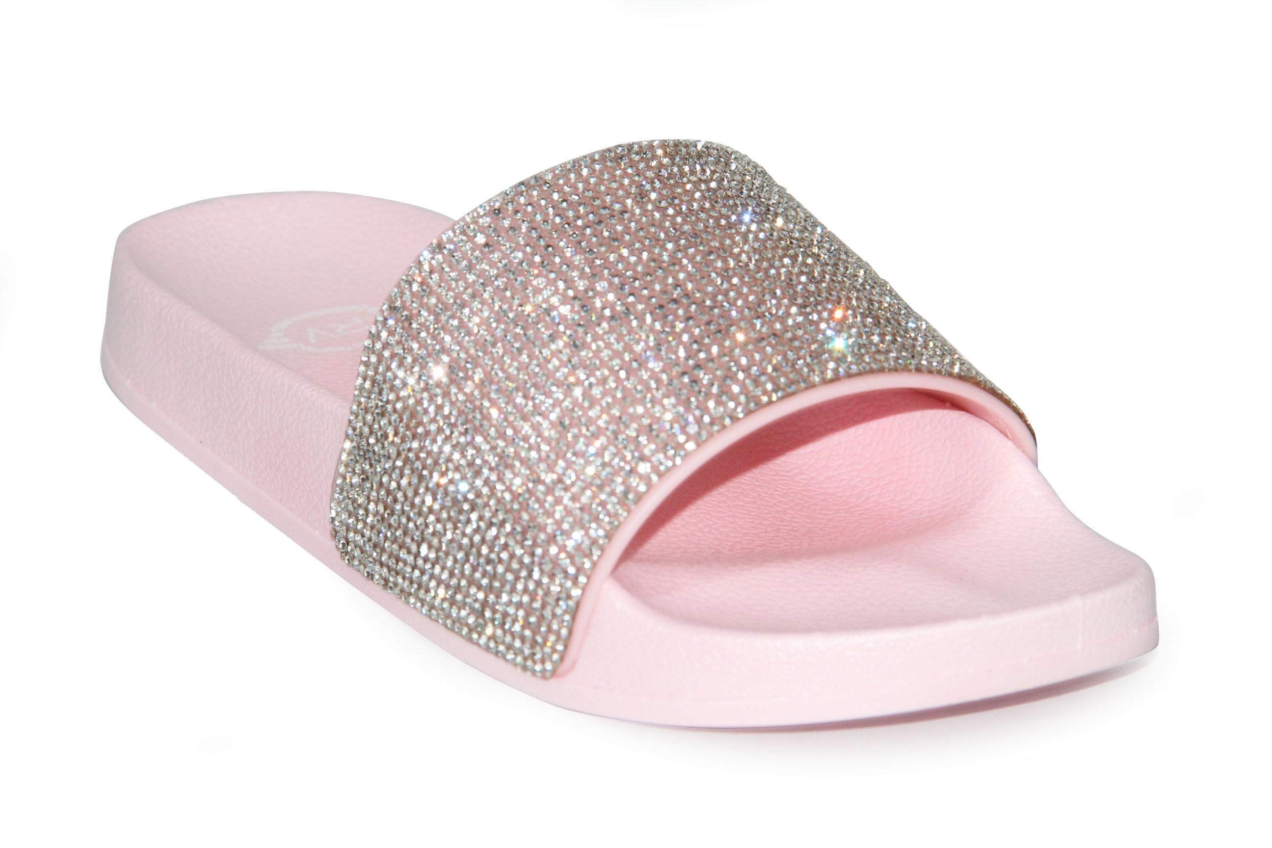 white rhinestone slides