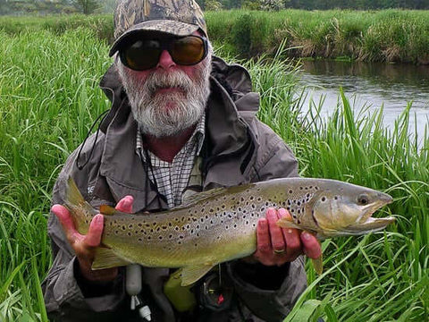 The author with a 5lb wild Driffield Beck brown trout.