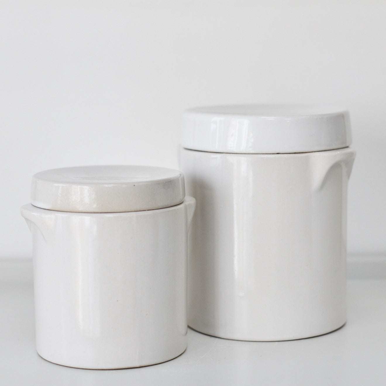 White Storage Jars | Vinegar Shed