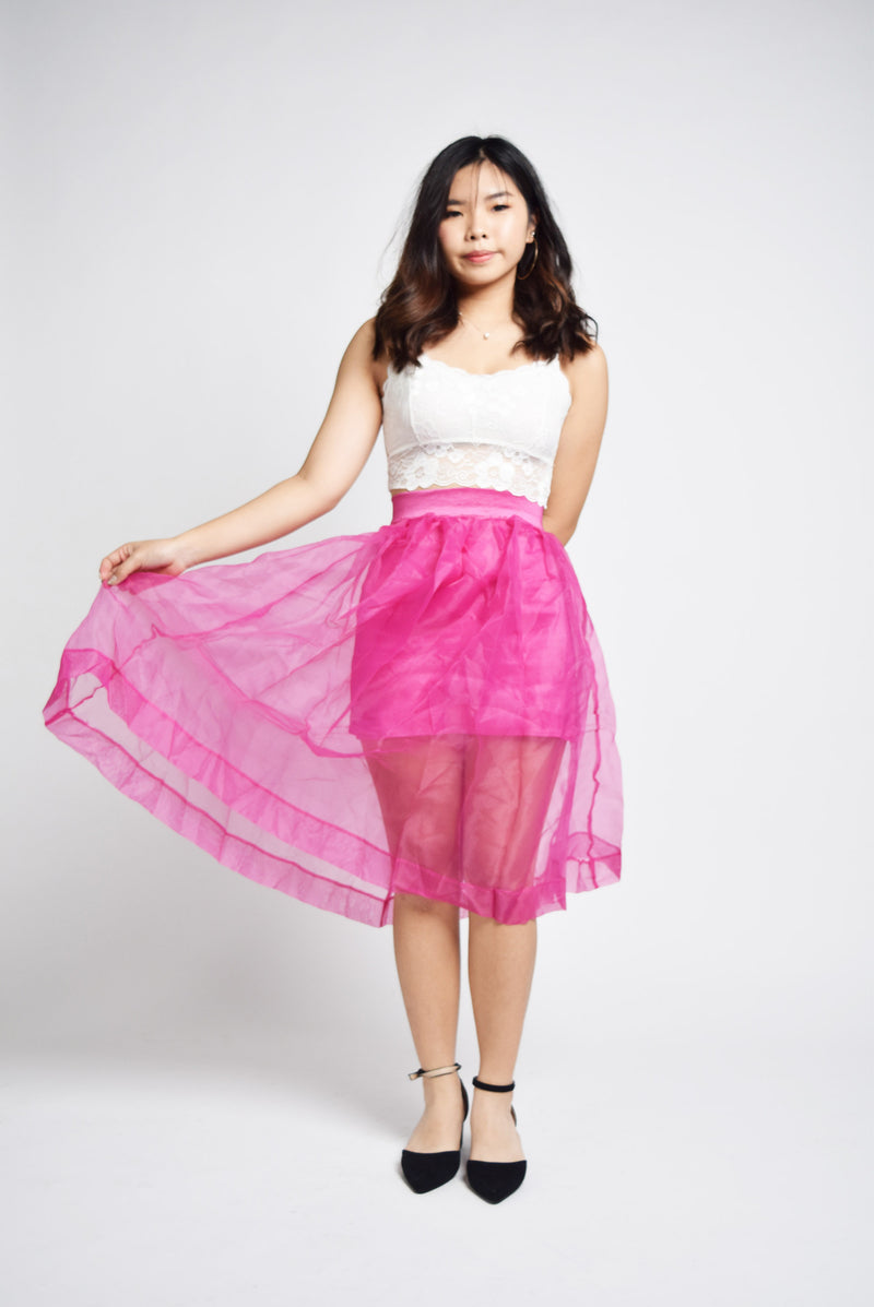 Idawilla Flamingo Pink Organza Skirt