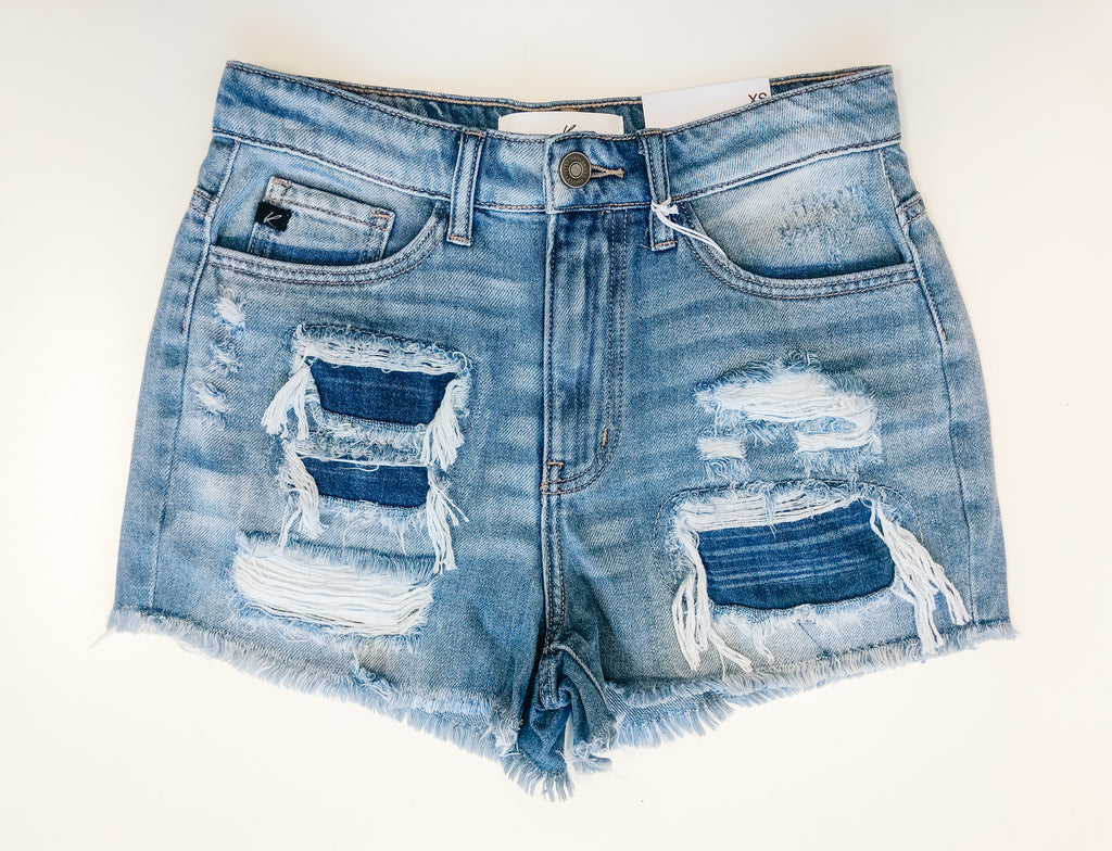 high waisted distressed shorts