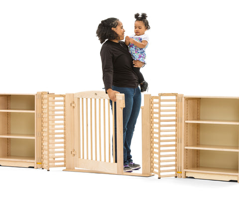 adjustable security gate by Community playthings for Canadian child care or daycare centres