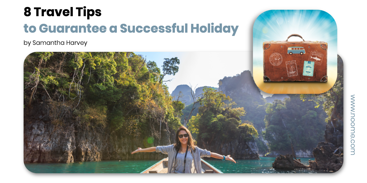 8 Travel Tips Blog Header - Woman Enjoying Tropical Holiday On A Small Paddle Boat