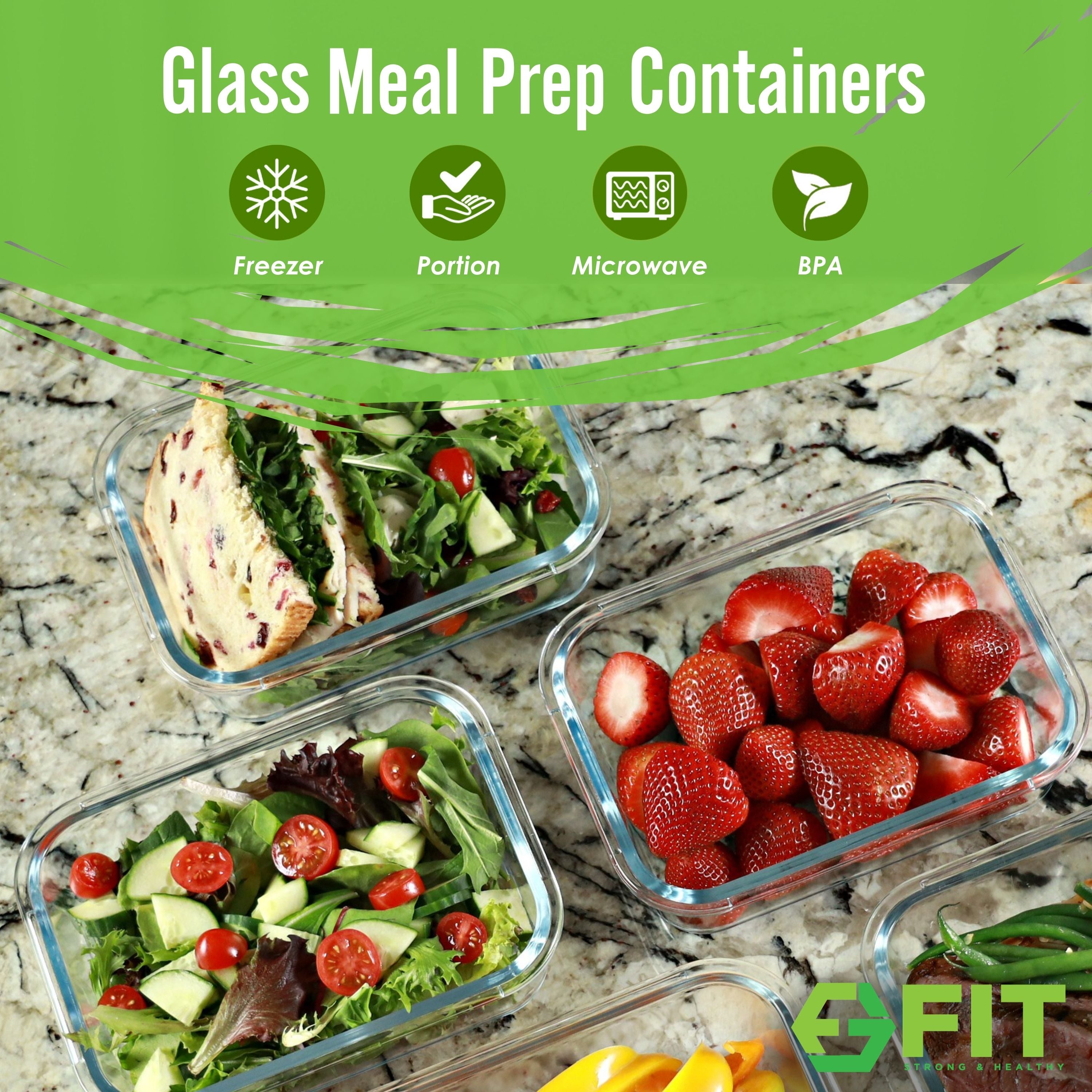 Three Compartment Glass Food Container - Customized Glass Food