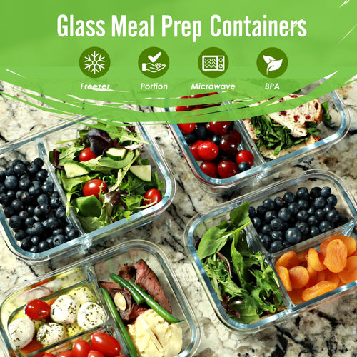 Glass Meal Prep Containers 3 Compartment - Bento Box Containers –  PrepNaturals