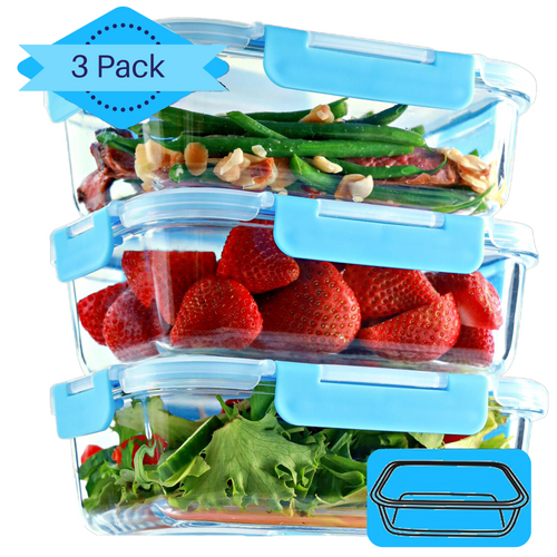 Orii 4 Pack Glass Meal Prep Containers with Lids, 2 or 3