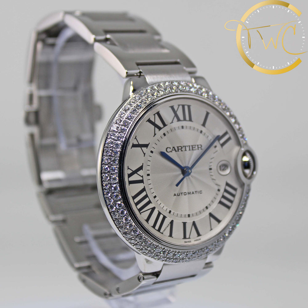 cartier ballon bleu stainless steel with diamonds