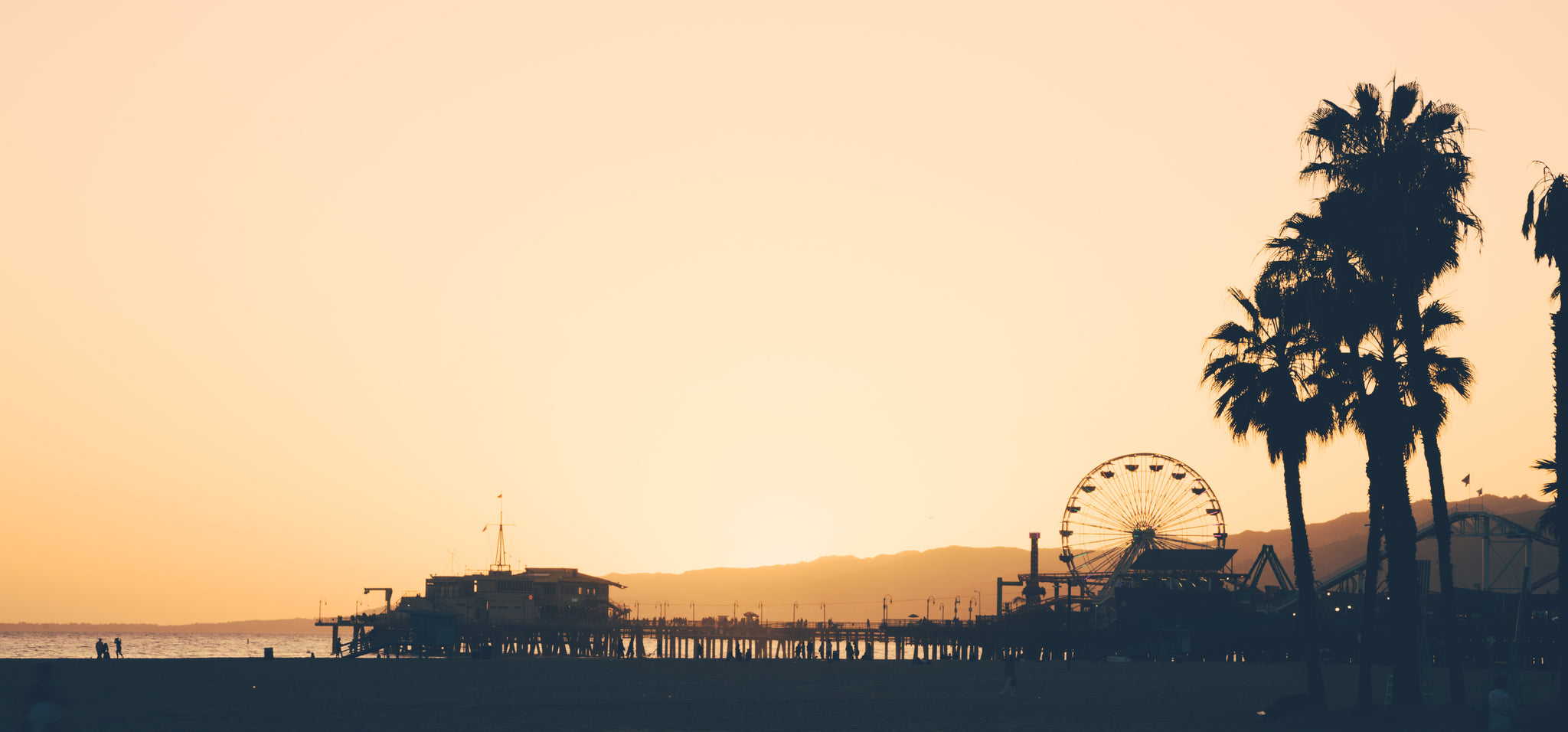 santa monica pier at sunset