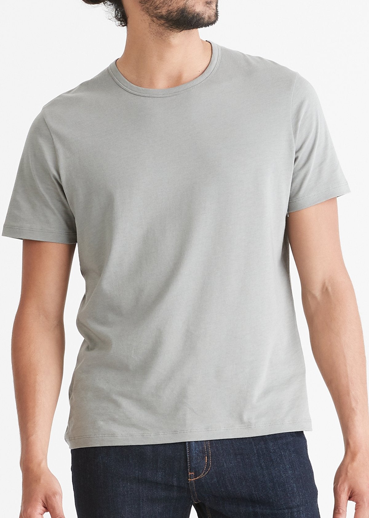 men's soft lightweight green grey tshirt front