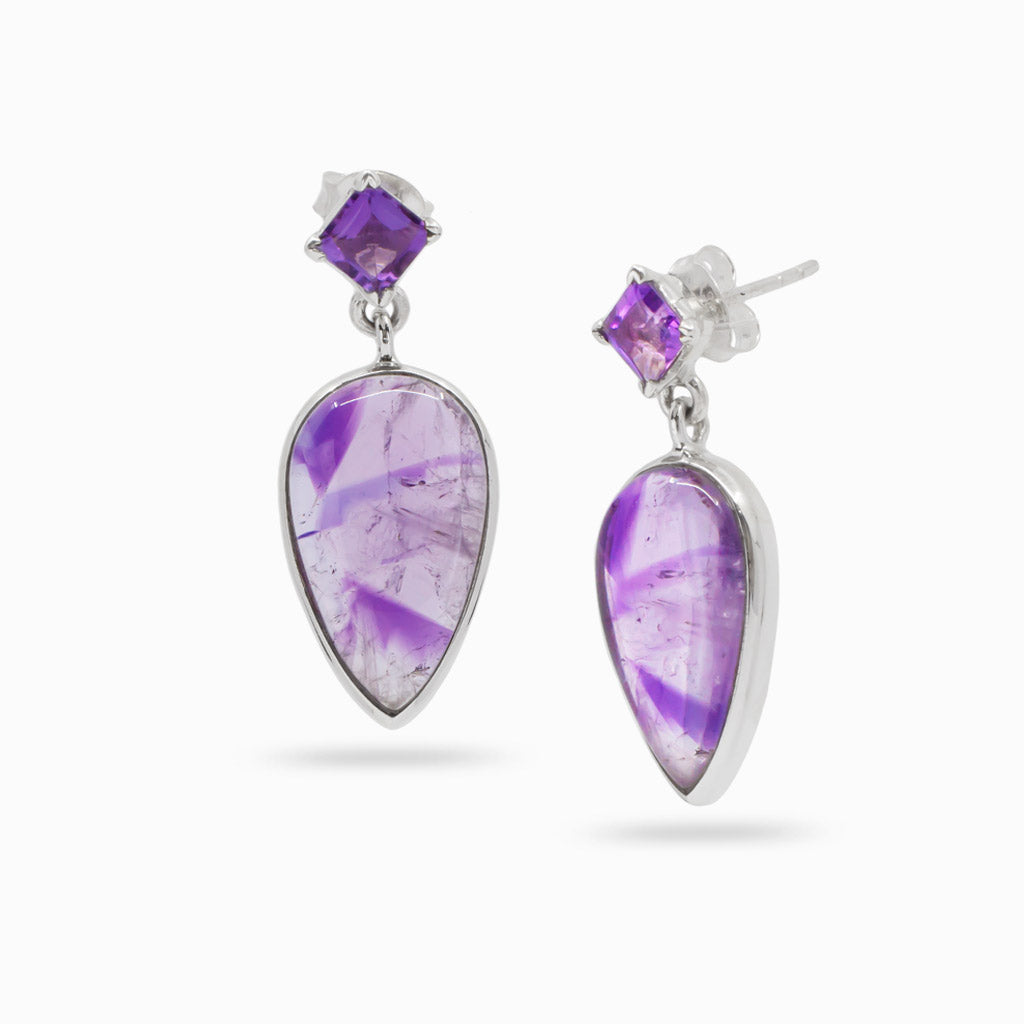 Amethyst and Garnet Stud Drop Earrings | Made In Earth US