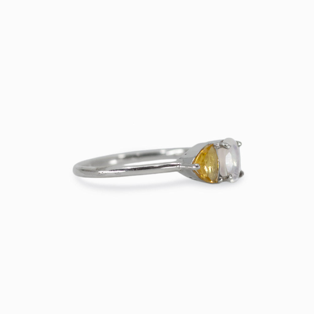 Citrine and Rainbow Moonstone Ring Size:Size 8.5 (+$35.00) Onyx is the ultimate versatile