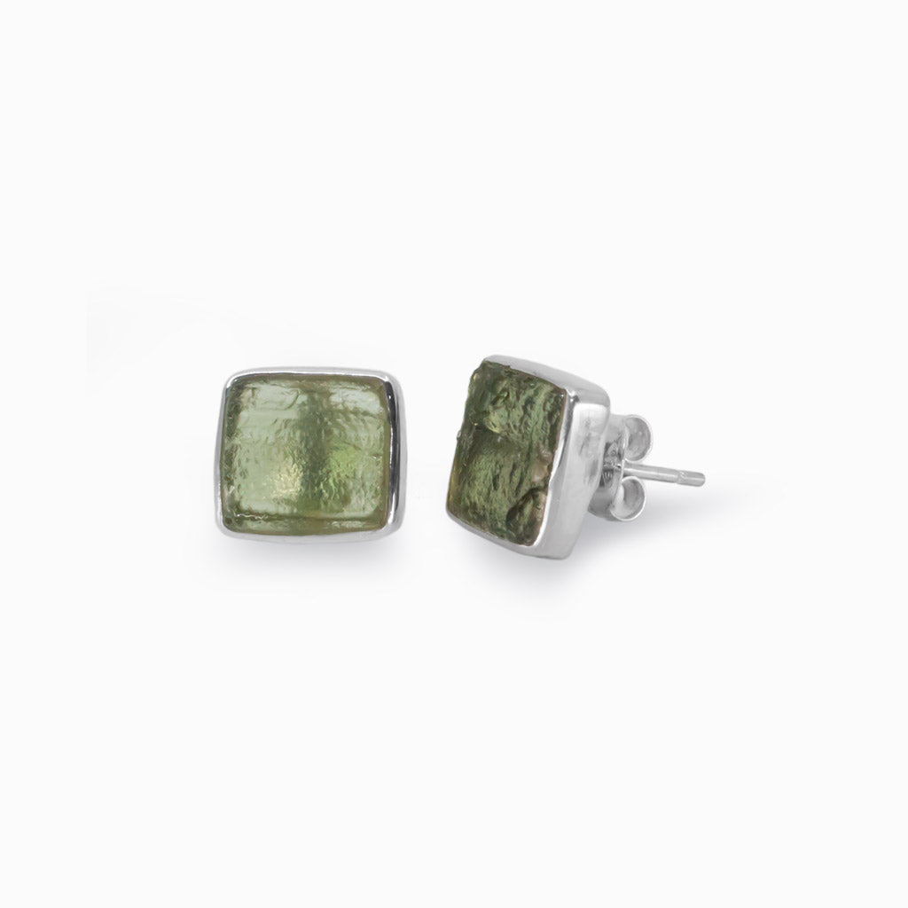 Moldavite Stud Earrings