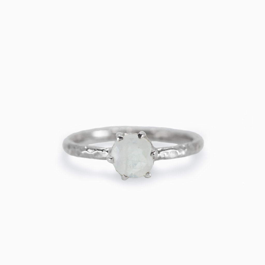 Rainbow Moonstone Ring Smokey Quartz